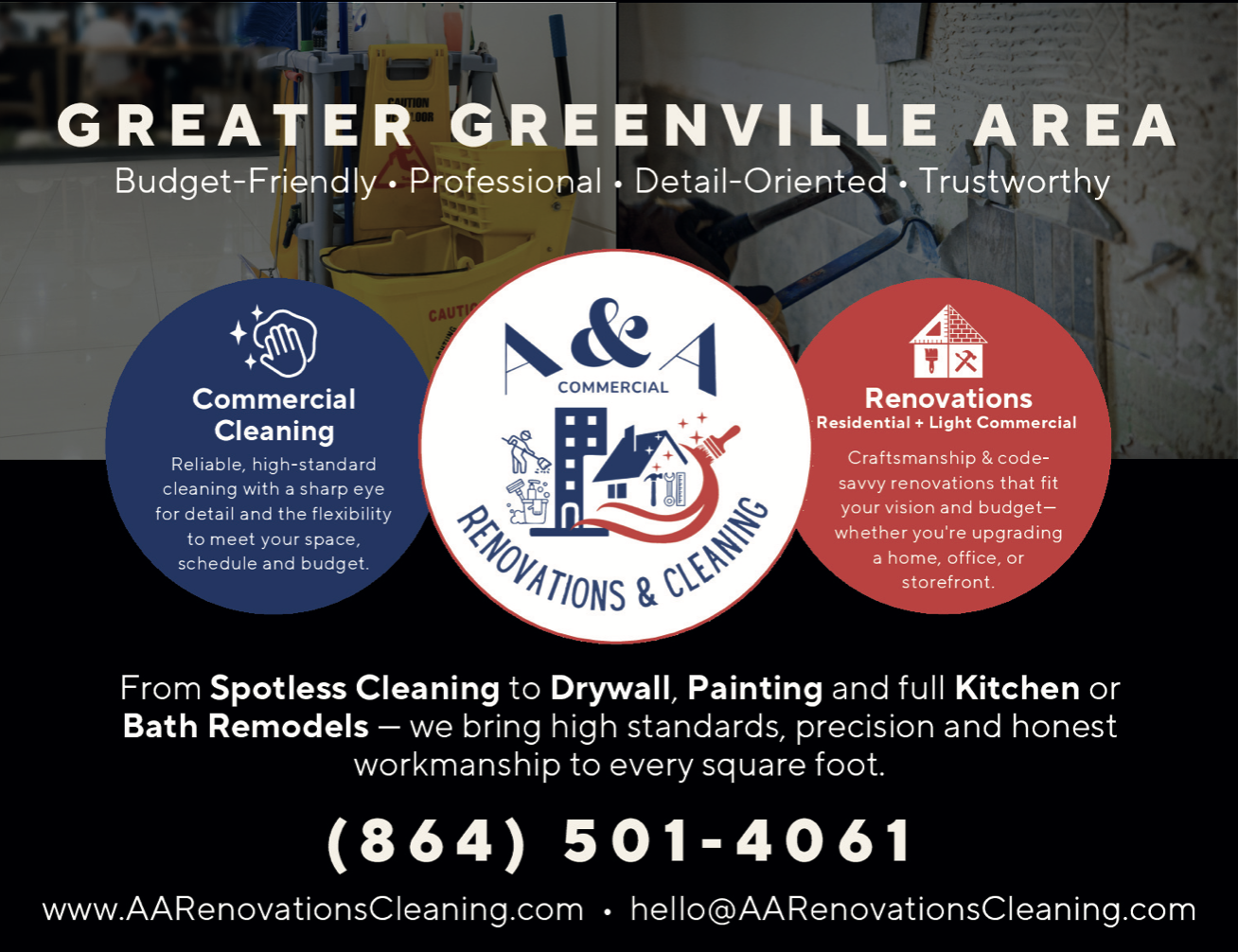 Marketing Flyer Design for A&A Renovations & Cleaning in Greenville, SC by Sauce Logic Web Design