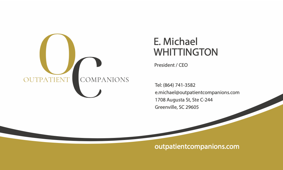 Business Card design for Outpatient Companions in Greenville, SC by Sauce Logic Web Design